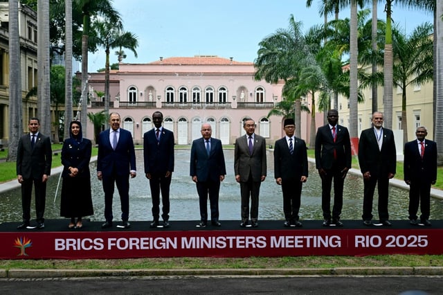 The foreign ministers of Brazil, China and Russia are among top diplomats attending talks among members of the BRICS grouping in Brazil