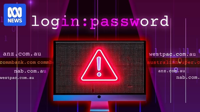 A grapic depicting a computer infected with malware for a story about stolen banking passwords.