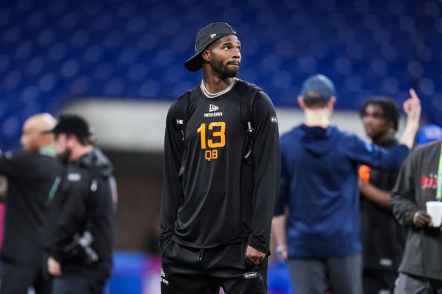 Then-Colorado quarterback Shedeur Sanders in Indianapolis, on March 1, 2025.