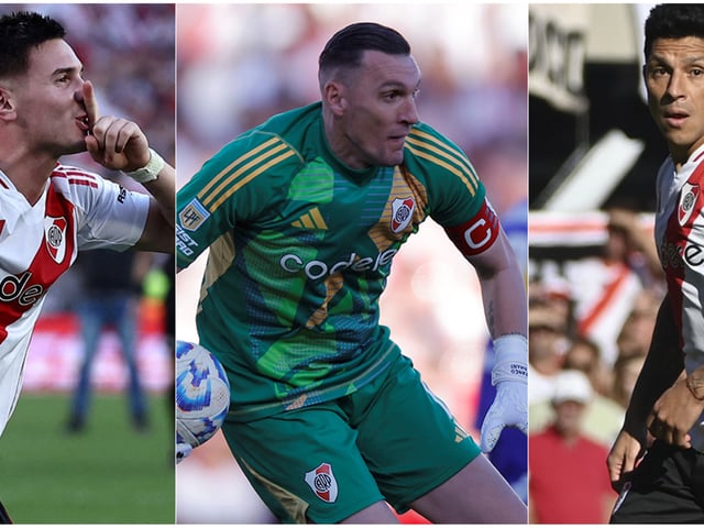 Mastantuono, Armani y Enzo Pérez, en el podio de los lectores de Clarín en el Superclásico entre River y Boca. 