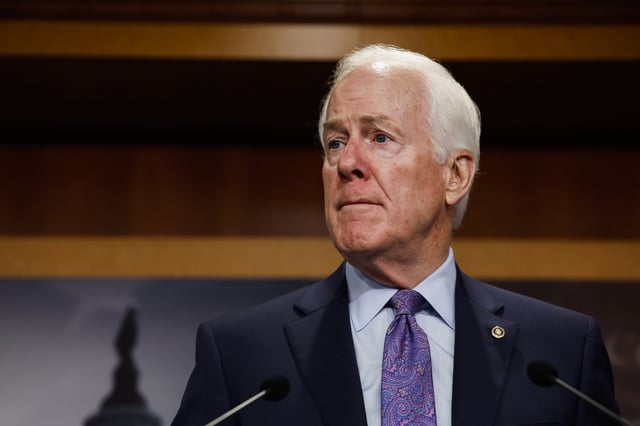 Senator John Cornyn, a Texas Republican, speaks during a press conference in Washington, D.C. on September 27, 2023.