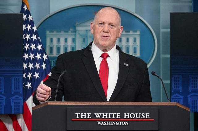 White House 'border czar' Tom Homan speaks during the daily briefing in the Brady Briefing Room of the White House in Washington, DC, on April 28.