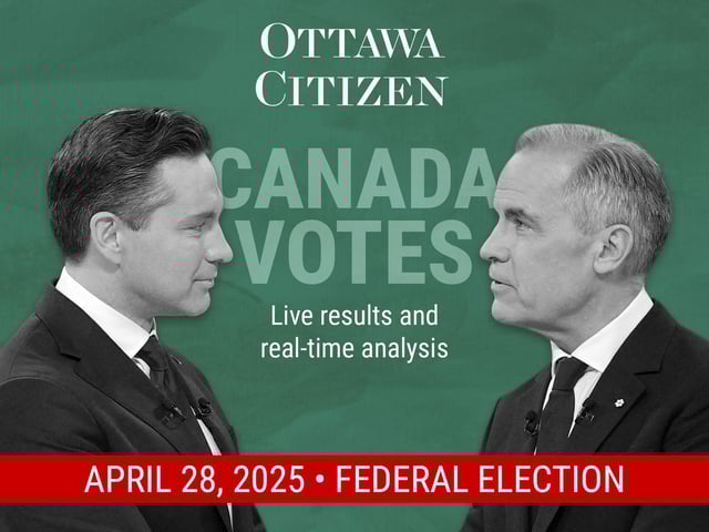 Pierre Poilievre and Mark Carney face off as Canadians head to the polls in the 2025 federal election. (PHOTO: CHRISTOPHER KATSAROV / GETTY IMAGES, GRAPHIC: SOFIA MISENHEIMER)