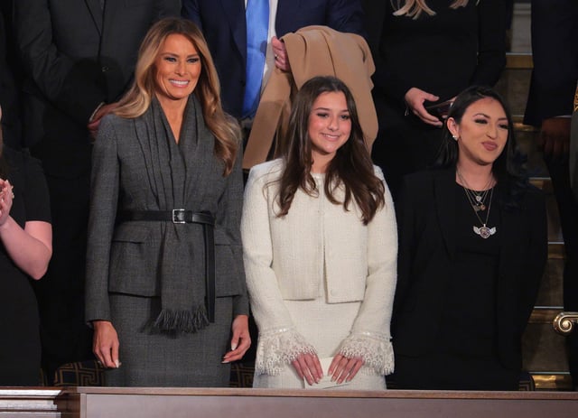 WASHINGTON, DC - MARCH 04: First Lady Melania Trump and deepfake victim Elliston Berry attend President Donald Trump's address to a joint session of Congress at the U.S. Capitol on March 04, 2025 in Washington, DC. (Photo by Kayla Bartkowski/Getty Images)