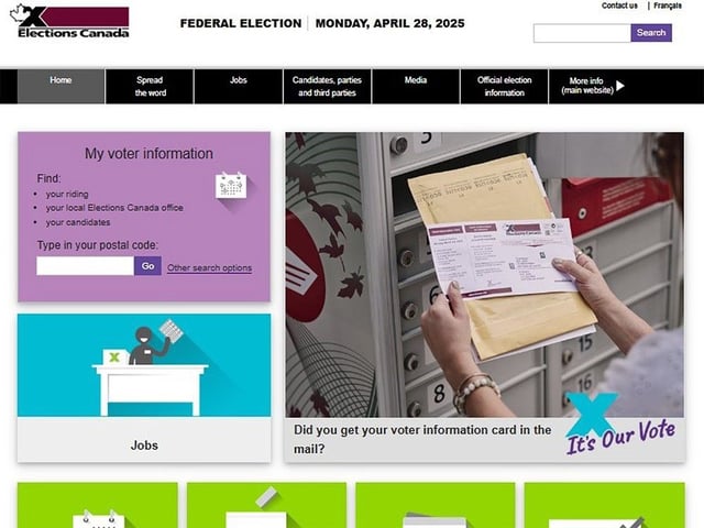 Election Canada's website provides key information about the upcoming federal election, including live results.