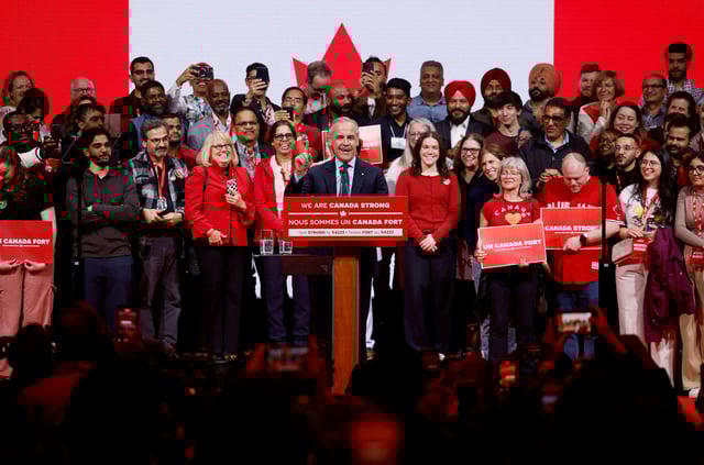 Mark Carney à Ottawa après sa victoire lors des élections législatives du 28 avril.