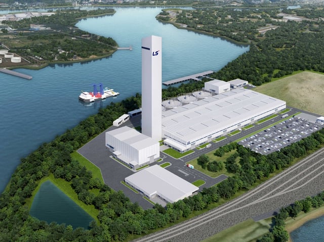 This graphic, provided by LS Cable & System Ltd., shows its submarine power cable plant to be built in the United States by the third quarter of 2027. (PHOTO NOT FOR SALE) (Yonhap) 