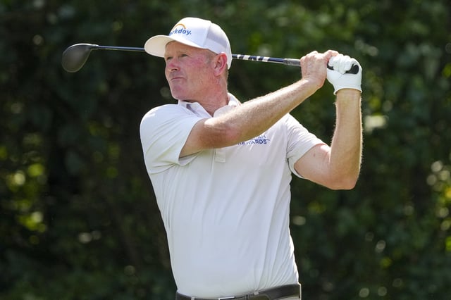 Aug 10, 2024; Greensboro, North Carolina, USA; Brandt Snedeker hits his tee shot on two during the second round of the Wyndham Championship golf tournament at Sedgefield Country Club. Mandatory Credit: Jim Dedmon-USA TODAY Sports