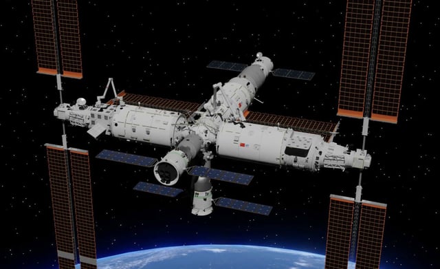 Artist's rendering of the Tiangong space station (Credit: Shujianyang/CC 4.0)