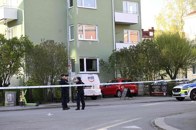 Polizisten am Tatort in Uppsala