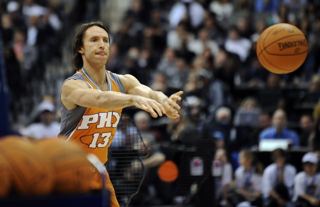 Steve Nash of the Phoenix Suns shoots the ball during the Taco Bell Skills Challenge on All-Star Saturday Night, part of 2010 NBA All-Star Weekend, at American Airlines Center in Dallas, Texas, on February 13, 2010.