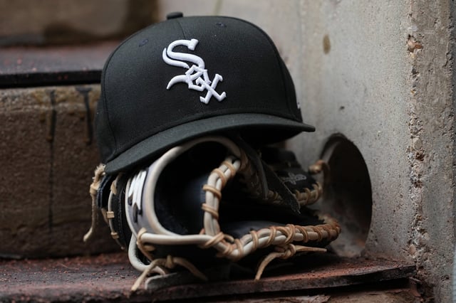 A detail view of a Chicago White Sox hat before the game against the Cincinnati Reds at Great American Ball Park on May 07, 2023 in Cincinnati, Ohio.
