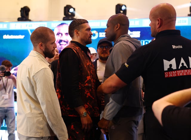 Boxing - Oleksandr Usyk and Daniel Dubois Press Conference - Wembley Stadium, London, Britain - April 29, 2025 Oleksandr Usyk and Daniel Dubois go head to head during the press conference Action Images via Reuters/Matthew Childs