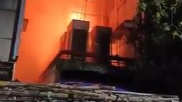 Six fire tenders have been deployed to douse the flames that engulfed a portion of the ground and first floor. (Videograb)