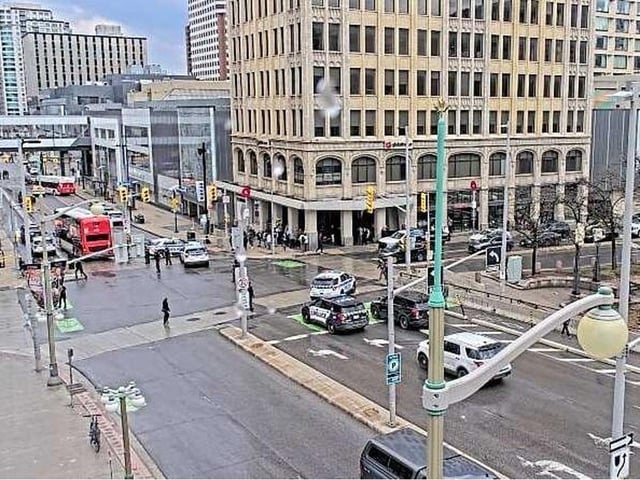  Rideau was blocked off Tuesday, April 29, 2025 after an officer-involved shooting outside the Rideau Centre.