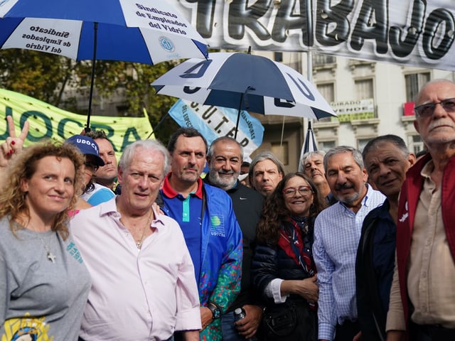 Dirigentes de la CGT en una marcha anterior. Foto: Emmanuel Fernández.
