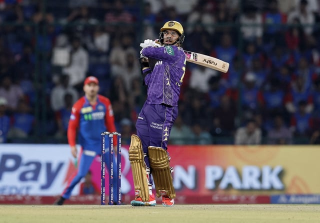 Cricket - Indian Premier League - IPL - Delhi Capitals v Kolkata Knight Riders - Arun Jaitley Stadium, New Delhi, India - April 29, 2025 Kolkata Knight Riders' Sunil Narine in action REUTERS/Mihir Singh