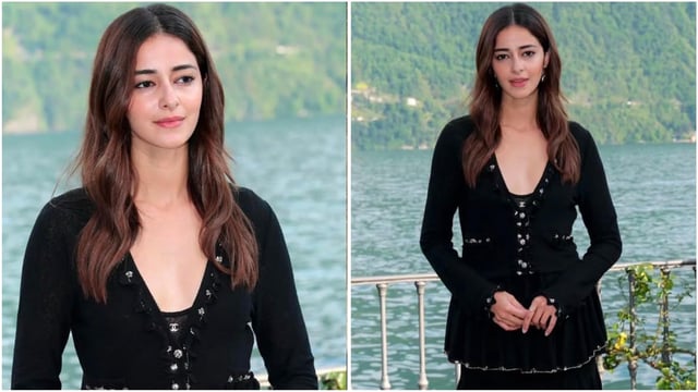 Ananya Panday shines in chic three-tiered black dress at Chanel Cruise 2025/26 show. 