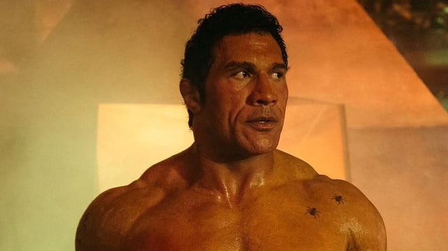 Dwayne Johnson as Mark Kerr in The Smashing Machine.