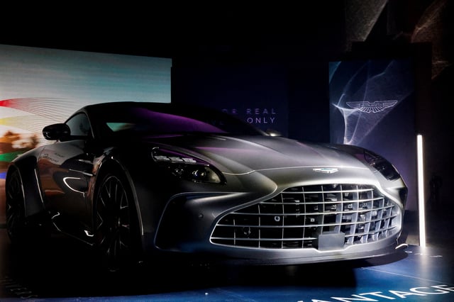 The Aston Martin Vantage, a luxury sports car, is presented during its launch in New Delhi, India, August 29, 2024. REUTERS/Priyanshu Singh/File Photo