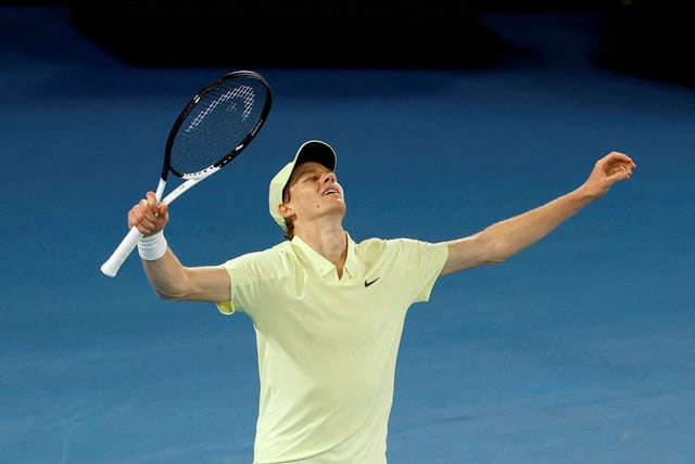 Tennis - Australian Open - Melbourne Park, Melbourne, Australia - January 26, 2025 Italy's Jannik Sinner celebrates winning the final against Germany's Alexander Zverev REUTERS/Kim Kyung-Hoon/File Photo