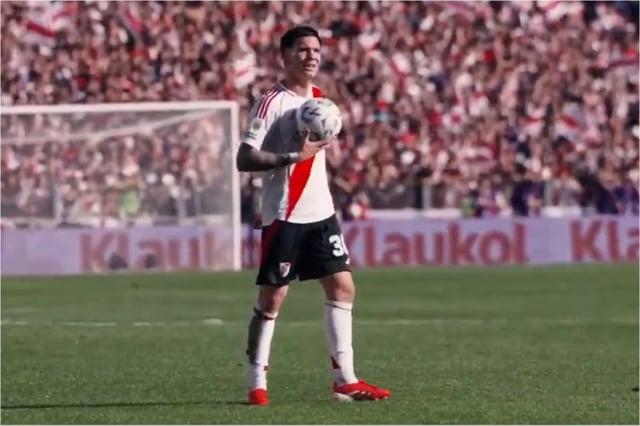 Franco Mastantuono en la previa al gol ante Boca