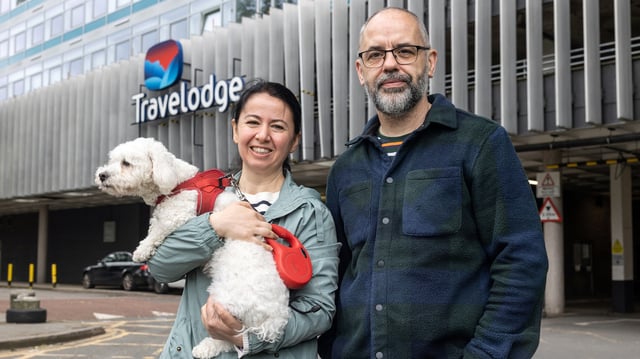Russ and Selma lived in their flat for 13 years, then they were issued with a section 21 notice, and were placed into a Travelodge by their local council for 10 months. Image: Centre for Homelessness Impact / Jeff Hubbard