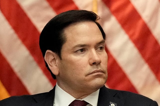U.S. Secretary of State Marco Rubio attends a meeting of the Eradicating Anti-Christian Bias Task Force at the Justice Department in Washington, D.C., U.S., April 22, 2025. REUTERS/Ken Cedeno/File Photo
