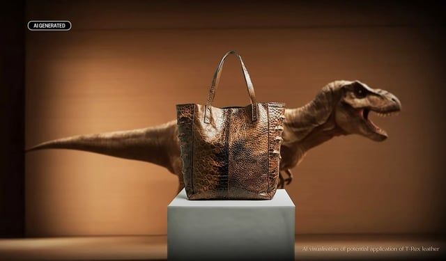 An AI visualization of a T-Rex handbag.