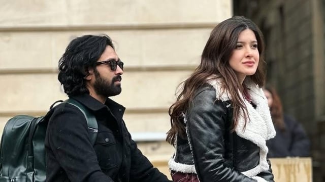 Vikrant Massey and Shanaya Kapoor in a still from the shoot of Aankhon Ki Gustaakhiyan.