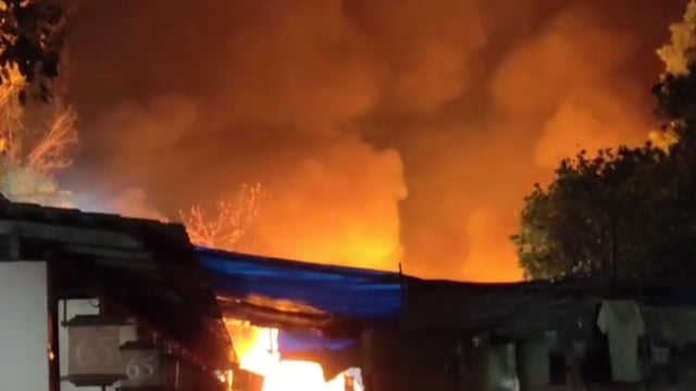 The blaze, which erupted around 8.55 pm, has since been brought under control.