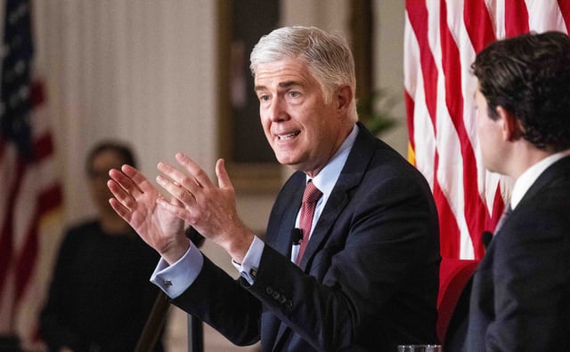 U.S. Supreme Court Justice Neil Gorsuch speaks at the Nixon Presidential Library &amp; Museum in Yorba Linda, Calf., on Friday, Aug. 9, 2024.