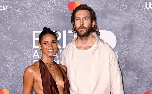 LONDON, ENGLAND - MARCH 01: (EDITORIAL USE ONLY) Vick Hope and Calvin Harris attend The BRIT Awards 2025 at the InterContinental London - The O2 on March 01, 2025 in London, England. (Photo by Gareth Cattermole/Getty Images)