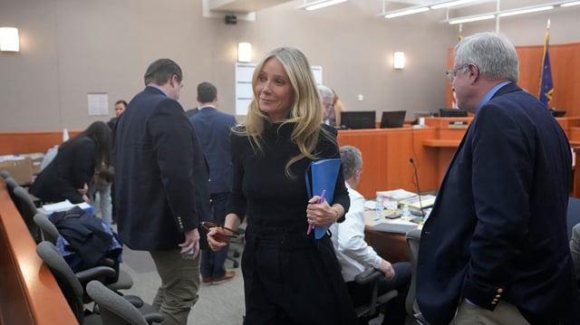 US actress Gwyneth Paltrow Gwyneth Paltrow leaves the courtroom, during her trial on March 29, 2023, in Park City, Utah. – The man suing Gwyneth Paltrow over what he claims was a hit-and-run ski accident on a posh US slope said on March 27, 2023 the accident had changed his “essence”.
Terry Sanderson, a 76-year-old retired optometrist, said the 2016 collision in Utah had left him with four broken ribs and lasting psychological damage. 