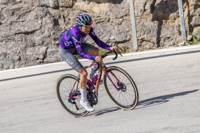 Mavi García, entrenándose en Sa Calobra esta temporada.