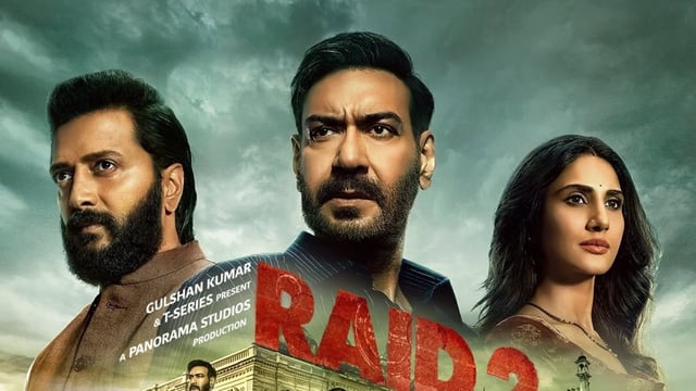 Raid 2 movie review: Riteish Deshmukh, Ajay Devgn and Vaani Kapoor in the movie.