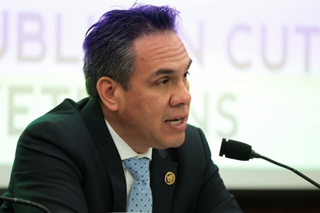 Rep. Pete Aguilar (D-CA) speaks during a Democratic Steering and Policy Committee hearing in the U.S. Capitol on April 10, 2025 in Washington, DC.