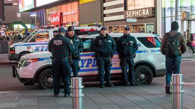 Emanuel Charles, 21, was arrested following a shooting in Times Square that left a food vendor wounded. (Photo by SPENCER PLATT / GETTY IMAGES NORTH AMERICA / Getty Images via AFP)