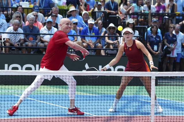 Agassi and Waters fell in their second match at the U.S. Open Pickleball Championships.