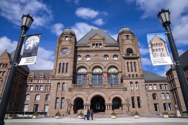 Queen’s Park in Toronto, Monday, Feb. 20, 2023.  The Ontario Legislative Assembly resumes sitting tomorrow. THE CANADIAN PRESS/Frank Gunn