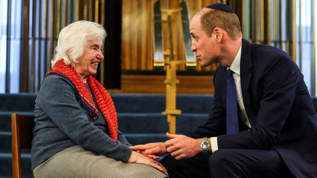 Prince William with Renee Salt at the Western Marble Arch Synagogue in London last year