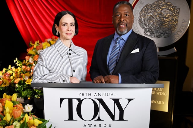 Sarah Paulson and Wendell Pierce host The 78th Annual Tony Award Nominations at Sofitel New York on May 1, 2025 in New York City. 