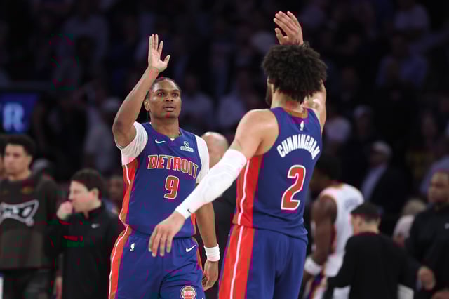 Ausar Thompson, Cade Cunningham and the Pistons are slight favorites over the Knicks at home on Thursday night in Game 6 of the Eastern Conference first-round series.