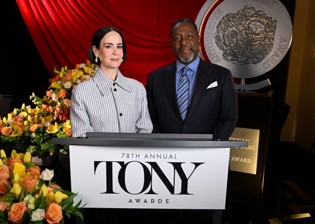 Sarah Paulson and Wendell Pierce host The 78th Annual Tony Award Nominations (Photo by Jenny Anderson/Getty Images for Tony Awards Productions)