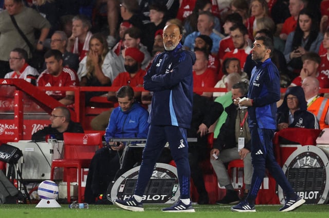 Soccer Football - Premier League - Nottingham Forest v Brentford - The City Ground, Nottingham, Britain - May 1, 2025 Nottingham Forest manager Nuno Espirito Santo reacts REUTERS/Chris Radburn EDITORIAL USE ONLY. NO USE WITH UNAUTHORIZED AUDIO, VIDEO, DATA, FIXTURE LISTS, CLUB/LEAGUE LOGOS OR 'LIVE' SERVICES. ONLINE IN-MATCH USE LIMITED TO 120 IMAGES, NO VIDEO EMULATION. NO USE IN BETTING, GAMES OR SINGLE CLUB/LEAGUE/PLAYER PUBLICATIONS. PLEASE CONTACT YOUR ACCOUNT REPRESENTATIVE FOR FURTHER DETAILS..