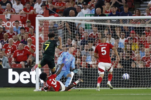 Soccer Football - Premier League - Nottingham Forest v Brentford - The City Ground, Nottingham, Britain - May 1, 2025 Brentford's Kevin Schade scores their first goal Action Images via Reuters/Jason Cairnduff EDITORIAL USE ONLY. NO USE WITH UNAUTHORIZED AUDIO, VIDEO, DATA, FIXTURE LISTS, CLUB/LEAGUE LOGOS OR 'LIVE' SERVICES. ONLINE IN-MATCH USE LIMITED TO 120 IMAGES, NO VIDEO EMULATION. NO USE IN BETTING, GAMES OR SINGLE CLUB/LEAGUE/PLAYER PUBLICATIONS. PLEASE CONTACT YOUR ACCOUNT REPRESENTATIVE FOR FURTHER DETAILS..