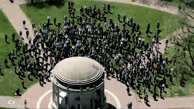 A crowd gathered at the Boston Common for the Boston Law Day of Action on May 1, 2025.