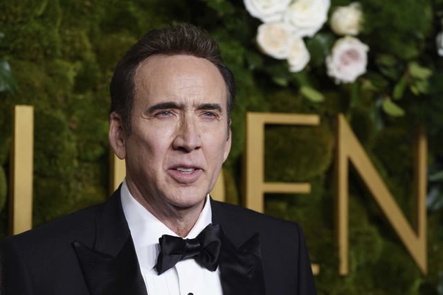 Nicolas Cage at the Golden Globes on Jan. 5, 2025, at the Beverly Hilton in Beverly Hills.