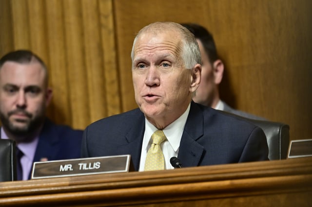 Senator Thom Tillis speaks during a hearing in Washington, D.C. on April 30, 2024.