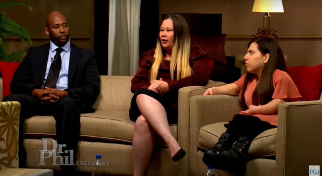Antwon and Cynthia Mans sit with Natalia Grace while interview with Dr. Phil McGraw on Dr. Phil in 2019.